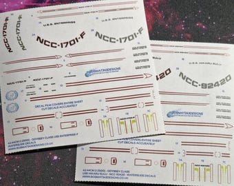 Waterslide Decals for 1:2500 Scale ODYSSEY CLASS U.S.S. ENTERPRISE-F - Custom Registries Available