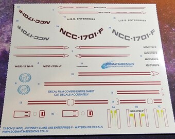 Decal Set For Fanhome USS Enterprise-F XL Odyssey Class - Star Trek Model Decals