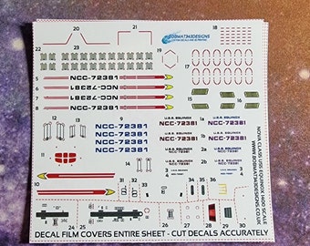 Waterslide Decals for 1:1400 Scale NOVA CLASS U.S.S. EQUINOX - Custom Registries Available