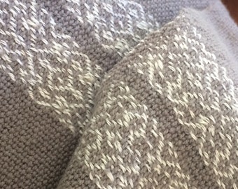 Set of 2 Cottage Weave Cotton & Linen Towels, Elegant Design, Earth Tone Home Towels, Housewarming Gift