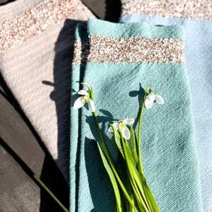 New Spring Table Runners: Handwoven Cotton & Recycled Boucle Thread, Harvest Wheat Design