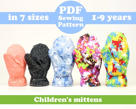 Children S Fabric Mittens Sewing Pattern In 7 Sizes Age Etsy