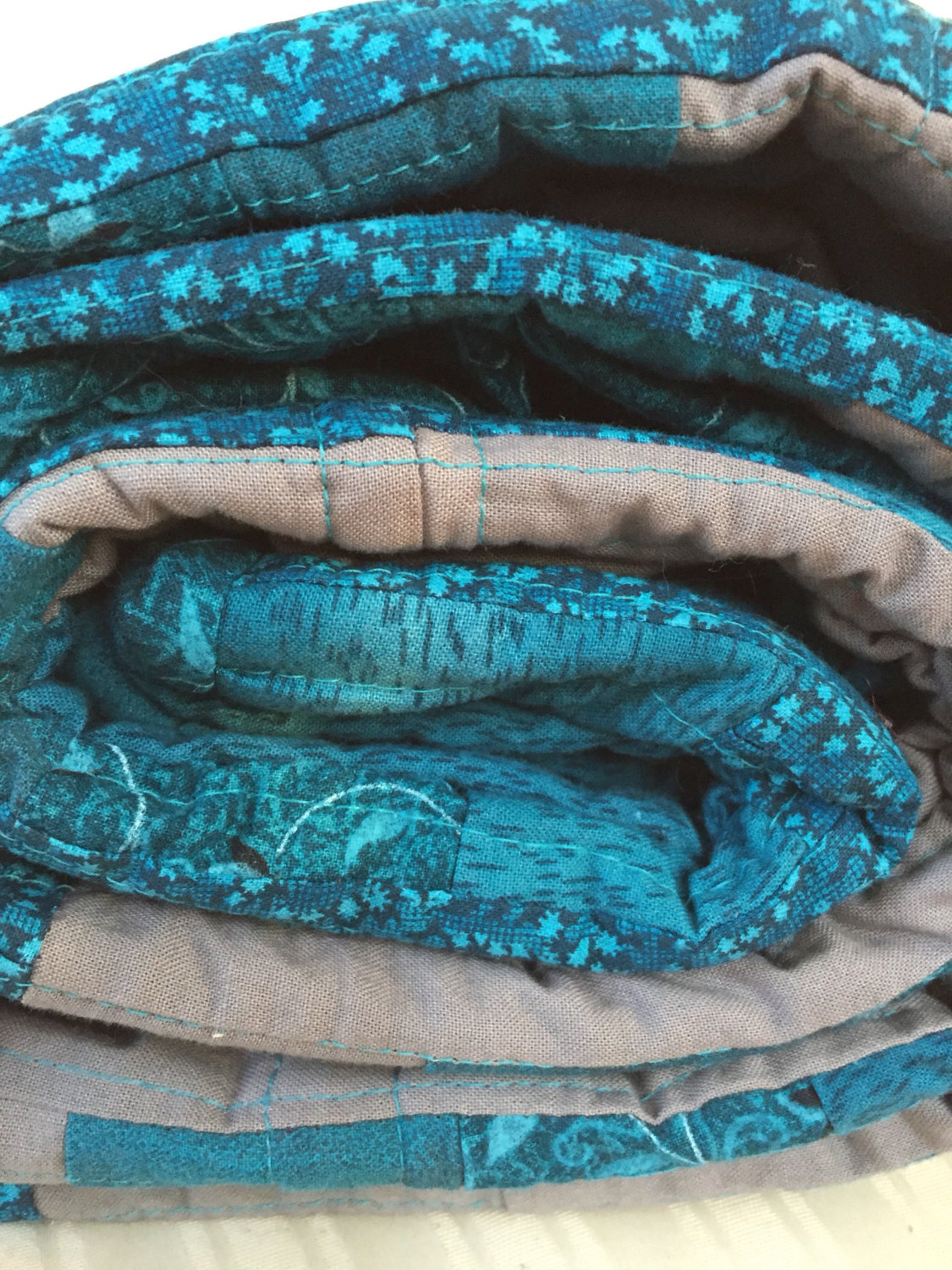 Teal and Gray Quilt Throw Quilt Gray Quilt Teal Quilt Etsy