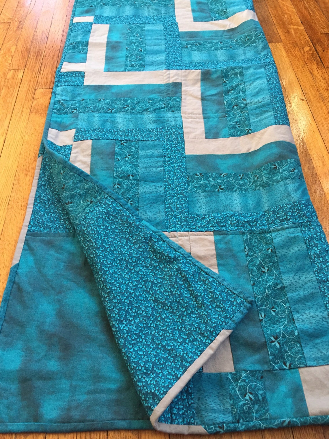 Teal and gray quilt throw quilt gray quilt teal quilt Etsy