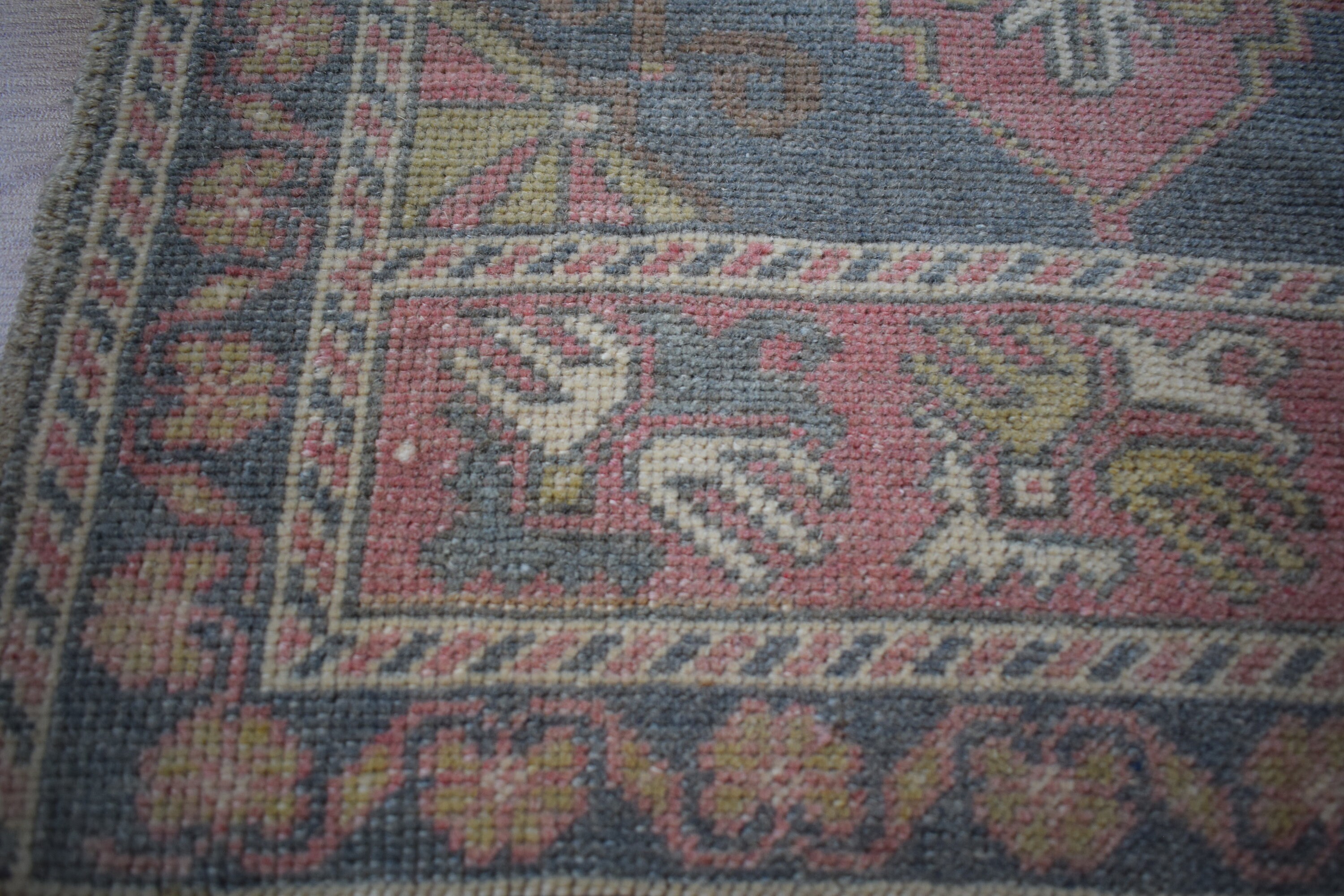 Pastell Navy Bule rotEr Teppich alter handgemachter Teppich | Etsy