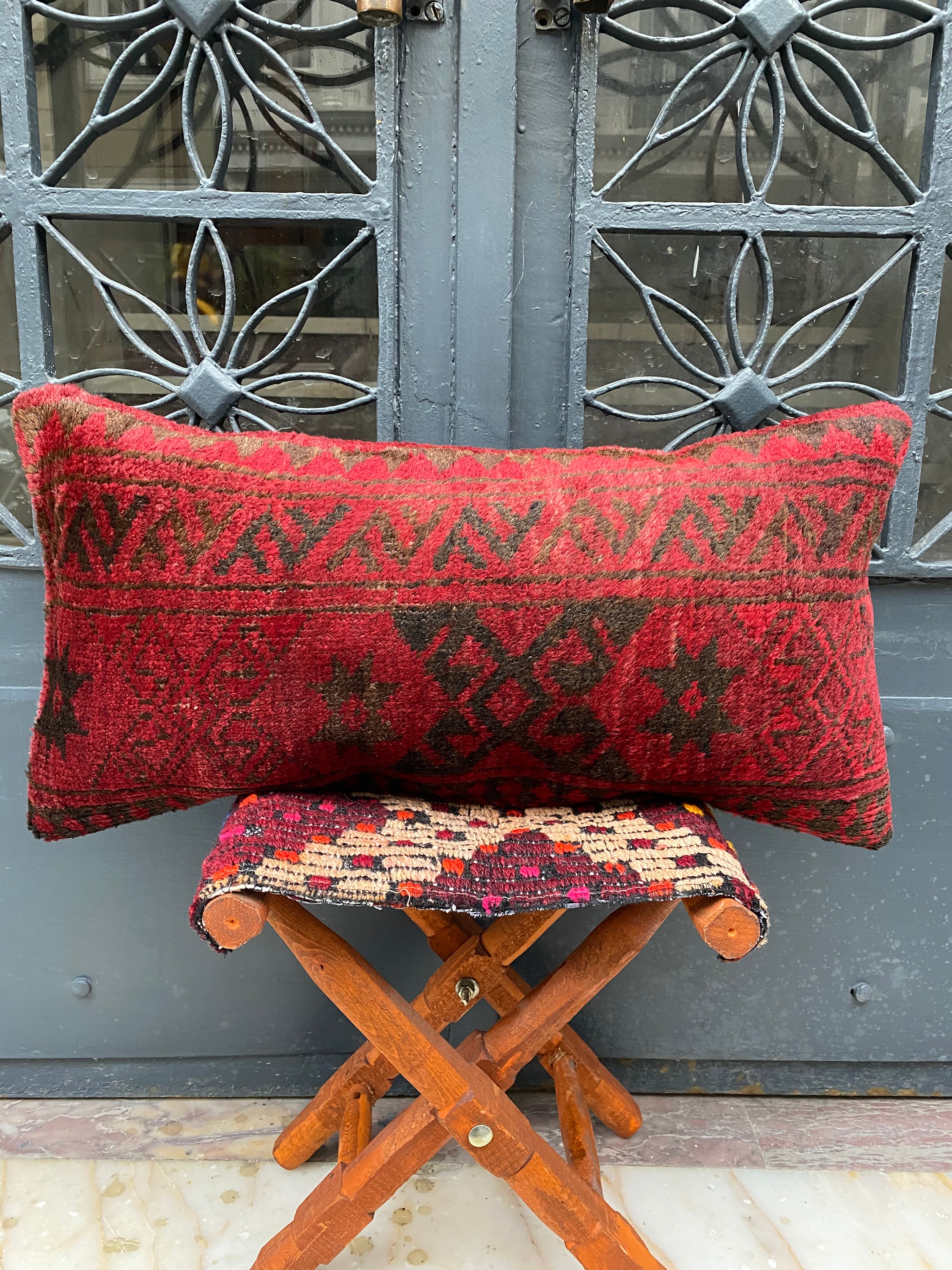 12x24 Old Carpet Pillowdark Red Pillowsoft Wool Etsy