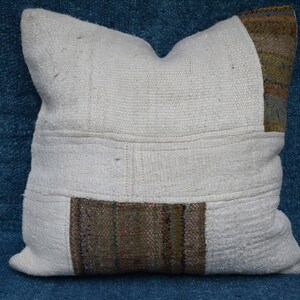Almohada kilim tejida a mano Almohada kilim tribal Almohada kilim de cáñamo Almohada de color blanco y verde Juego de almohadas para sofá Funda de almohada para sofá AG-17