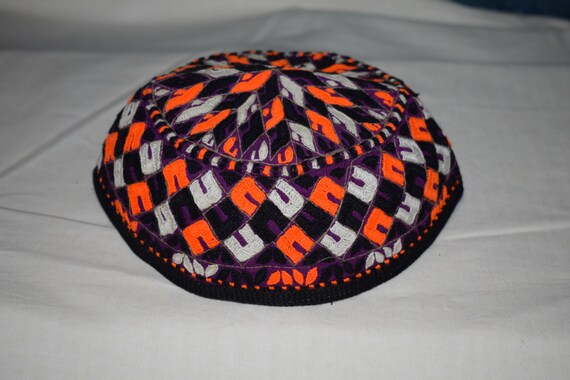 Purple orange hat Embroidery hat Ethnic hat Small