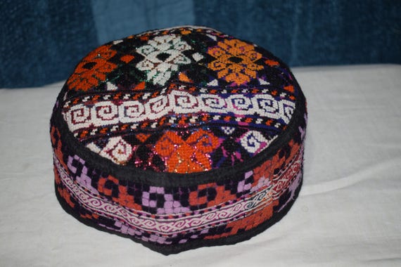 Multi color hat Ethnic hat Vintage hat Embroidery