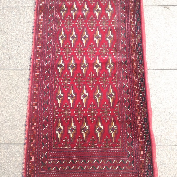 Vintage rug Home door rug Bukhara rug Small rug Dark red rug Narrow rug runner Handmade rug Home decorative rug Wall hanging rug