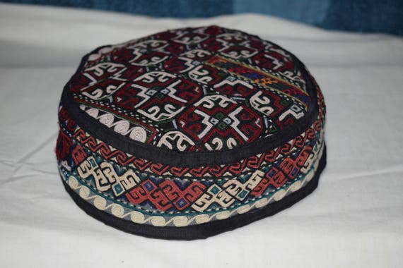 Suzani hat Black hat Embroidery hat Prayer hat Sun