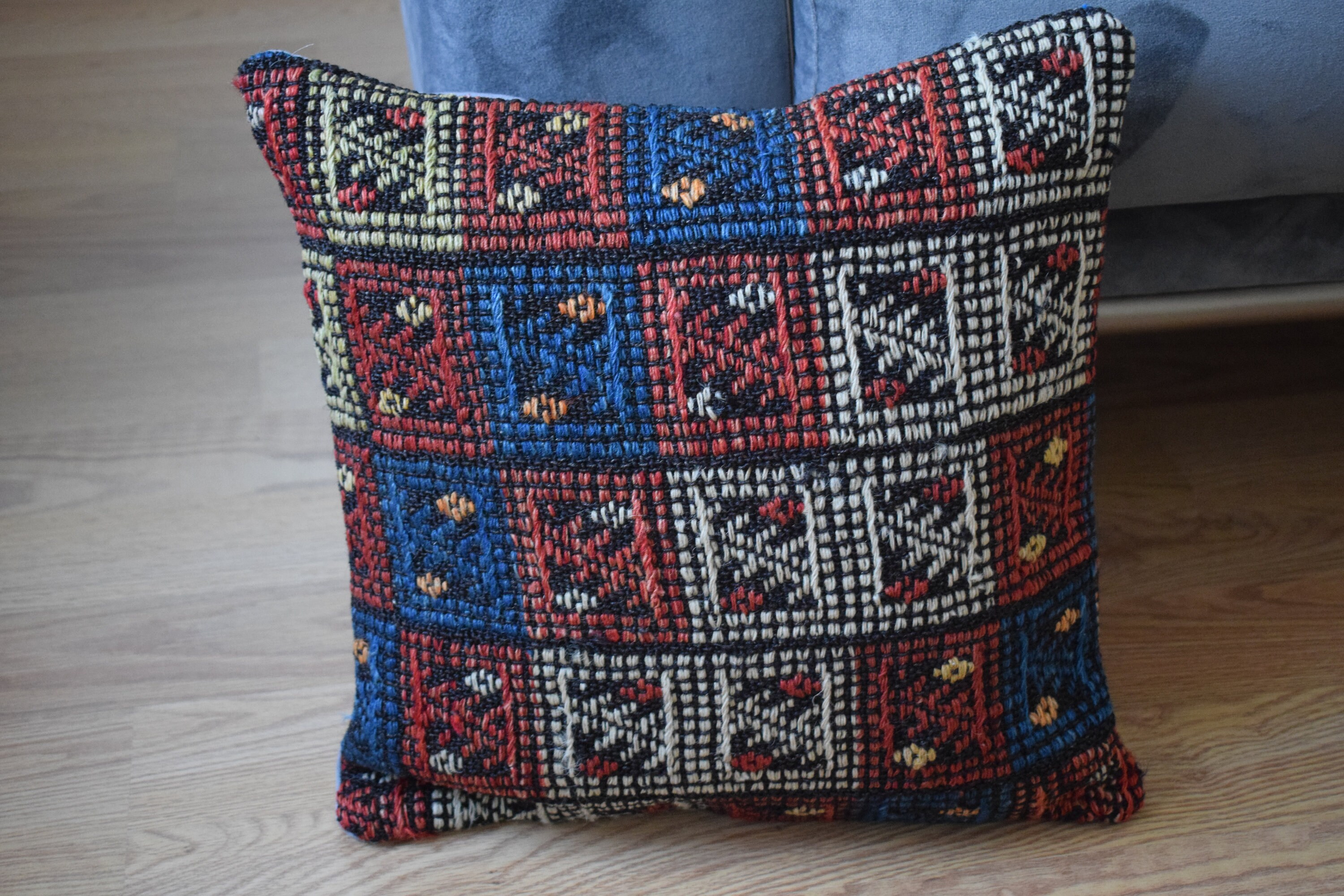 Geometric sguare pattern cicim kilim pillow,home decorative rug pillow,multi color kilim pillow,bed pillow,couch pillow,kilim pillow ag-63
