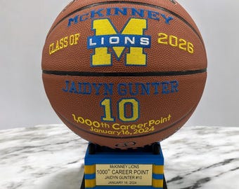 Canasta de baloncesto impresa en 3D personalizada con grabado de placa gratuito