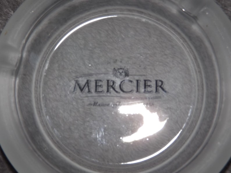 French Glass Ashtray French Brasserie Decoration Champagne Mercier Ashtray Transparent Glass Ashtray