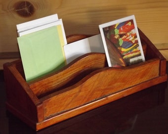 Vintage French Wooden Desk Organiser - Letter Desk Organiser - Wooden Office Organizer
