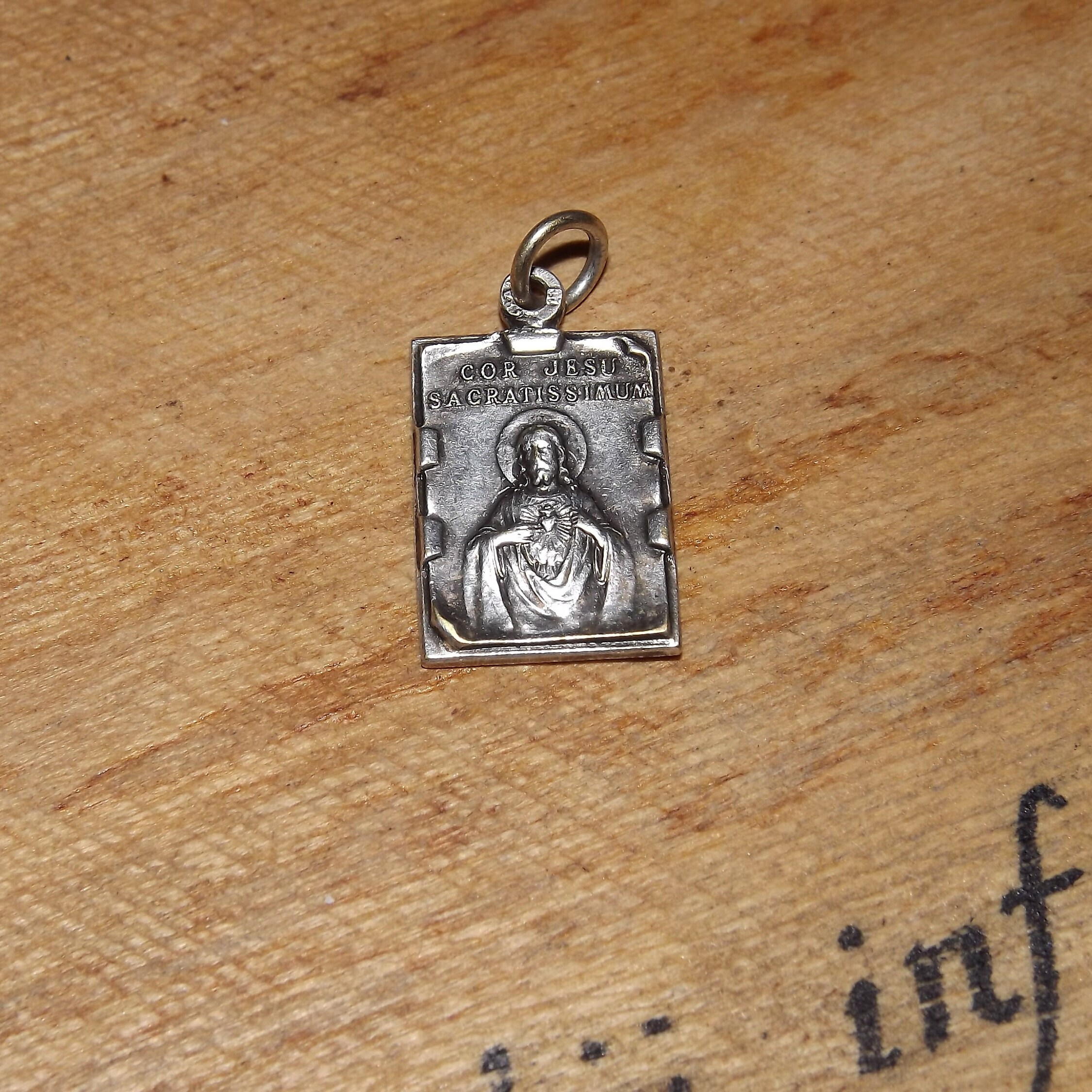 Français Jesus Medal Sacré Coeur - Paris Christian Silver Plate Cor Jesu Sacratissimum de Paris