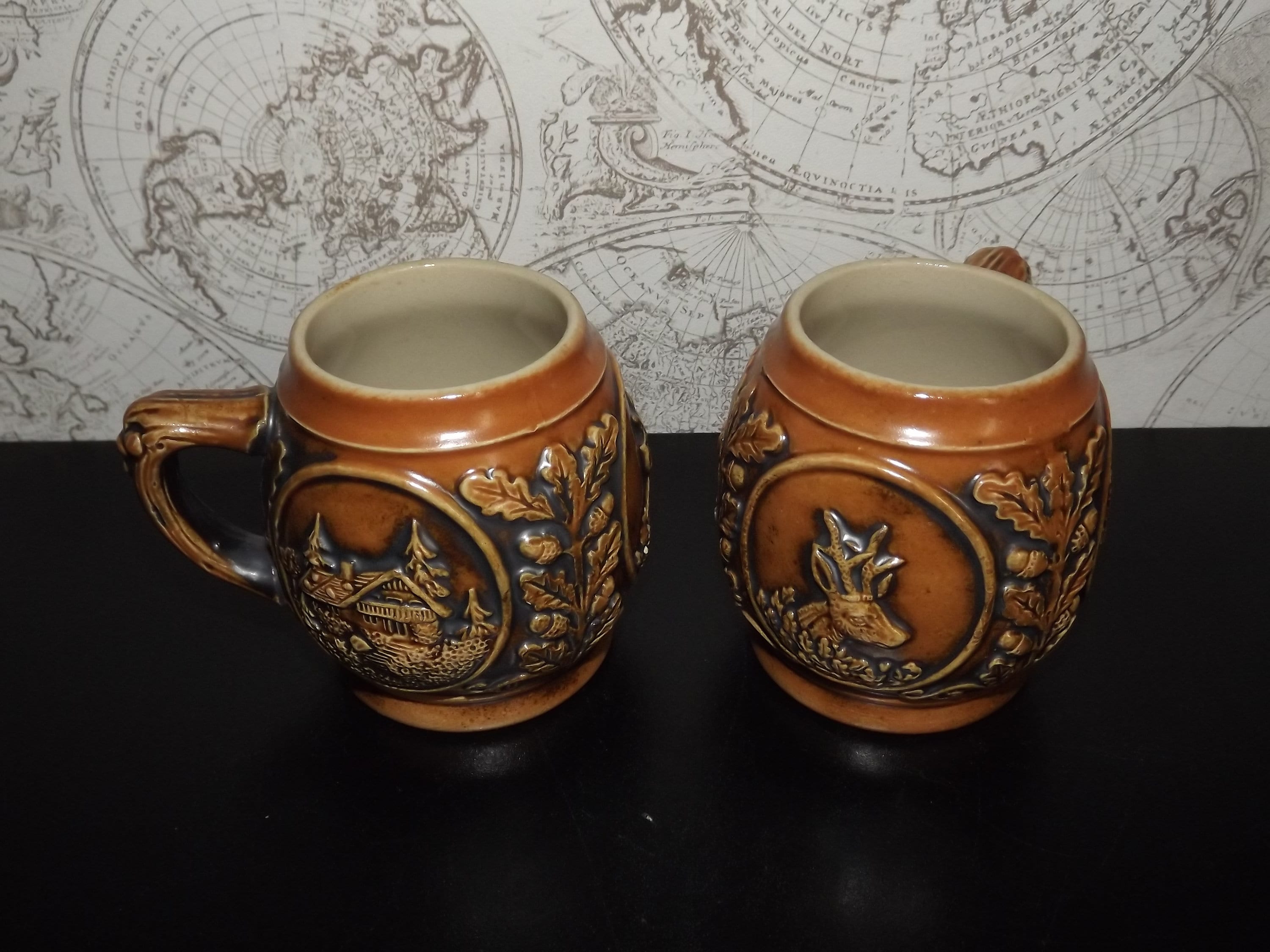 Vintage Gerz Allemagne de L'ouest Paire Tasses - Petits Tankards Steins Céramique Allemande Tasses d