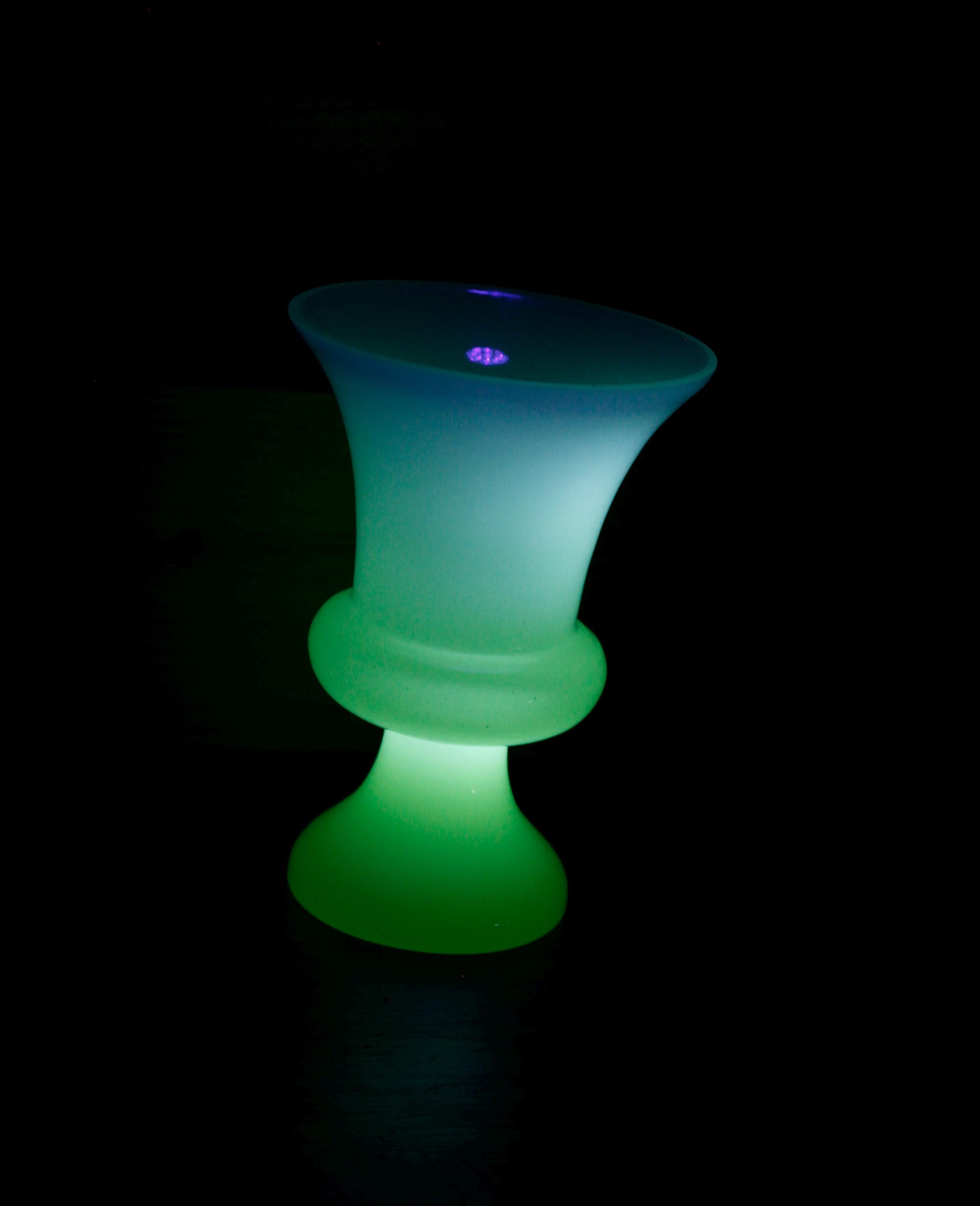 Vintage French Uranium Glass Vase - Vaseline Ouraline Glass Vase - White Green Glass Glowing UV Light Glass