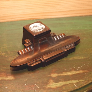 Antikes Französisches Tintenfass - Tintenfass und Stiftehalter - Französische Kalligraphie - Algeria Town Alger Bild Inkwell Made in France - Art Deco Inkwell