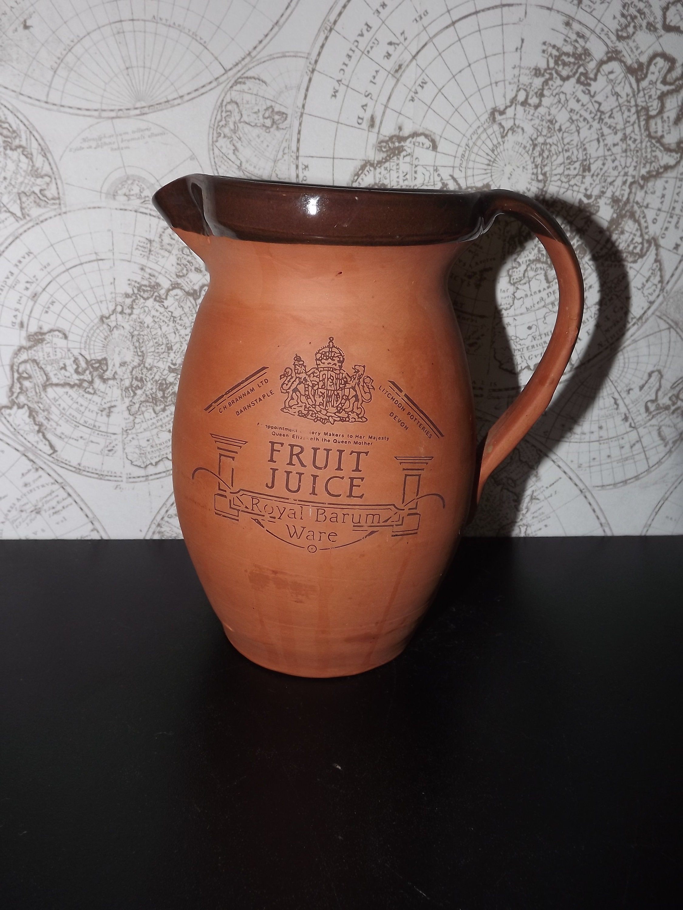 Vintage English Pottery Fruit Juice Pitcher Jug C.h. Brannam Ltd Barnstaple Litchdon Potteries Devon