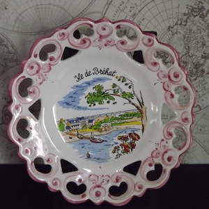 Vintage French Ile de Bréhat Souveir Plate - Brittany Islands Decorative Plate - île de Bréhat Ceramic Plate - Wall Plate Collectible