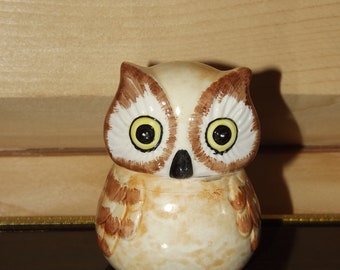 Vintage Franse porseleinen uil - Snuisterij doos uil - Ring Box - porseleinen uil met hoofddeksel