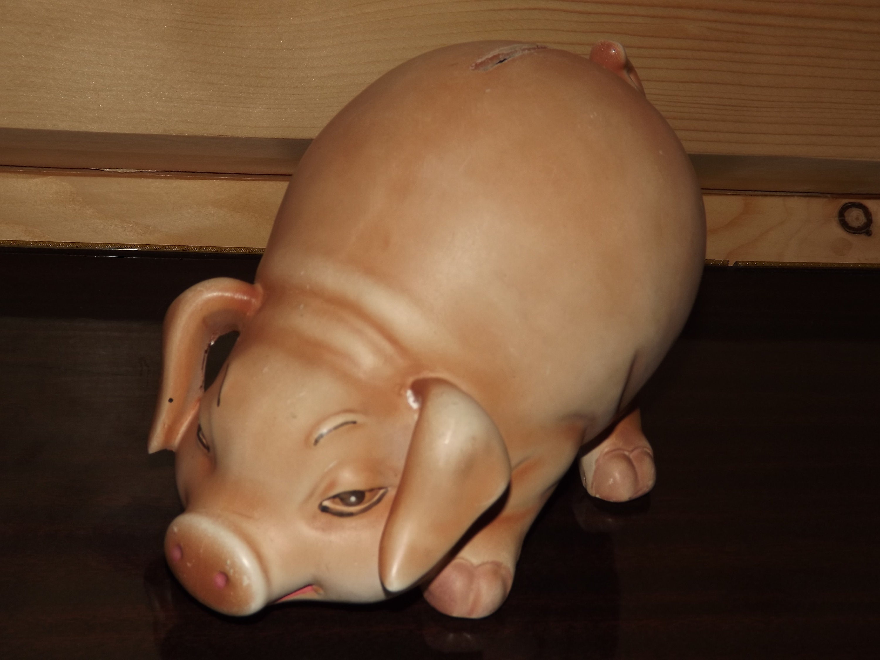 Vintage Français Piggy Bank - Banque d'argent de Cochon en Céramique Boîte à Monnaie Forme Tirelire 