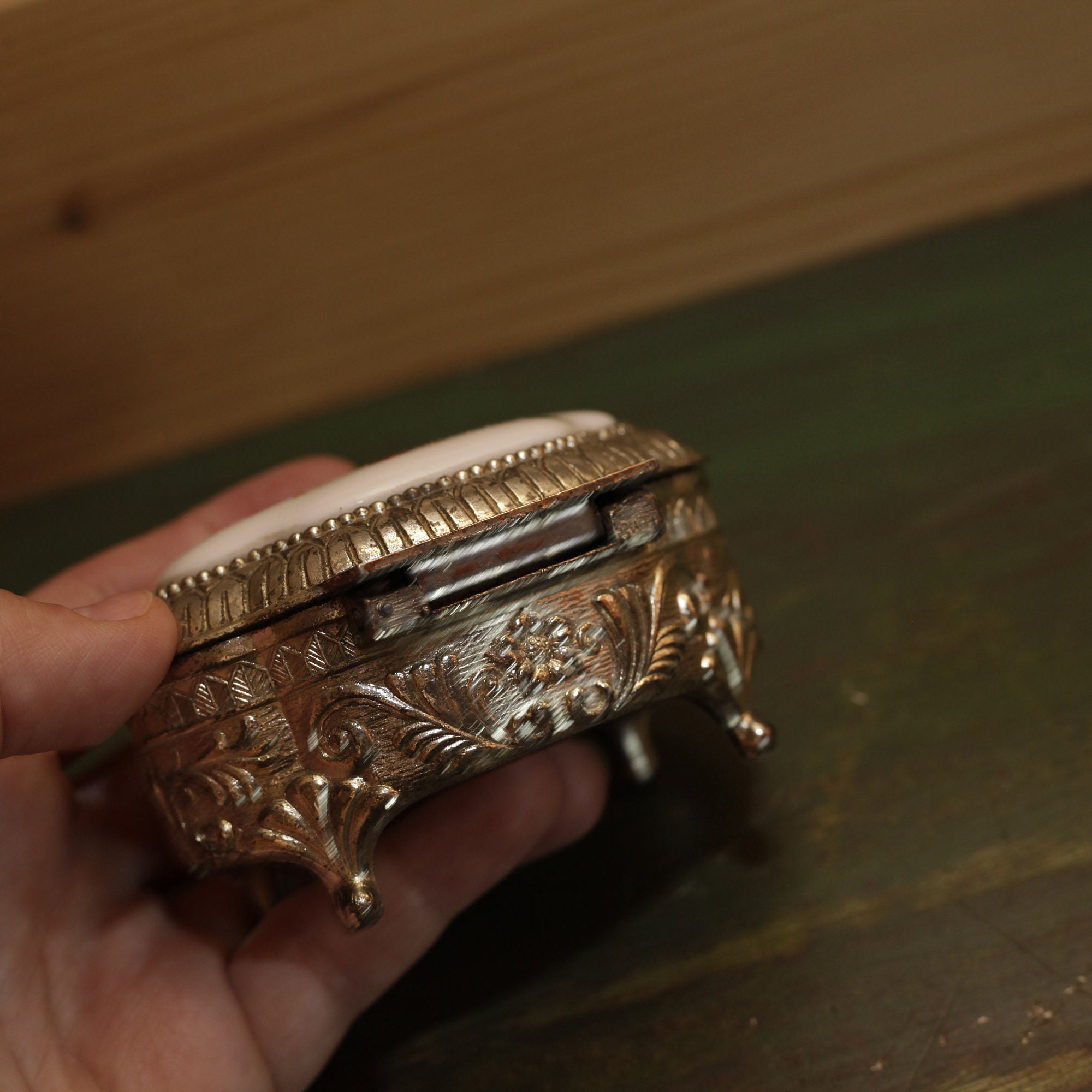 Vintage Jewelry Box Made in Japan - Metal and Ceramic