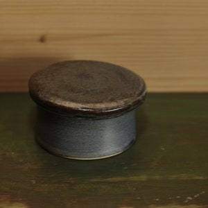 Vintage Studio Keramiklåda med lock - Blå glaserad keramiklåda - Handgjord vintage låda Smyckeskrin Prydnadsask