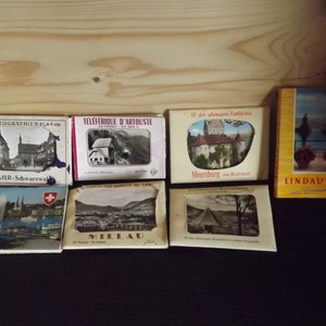 vintage Set of 7 European Souvenirs Photos Albums - Suisse Lahr - Villes suisses - Allemagne Lindau Meersburg - France Millau Artouste