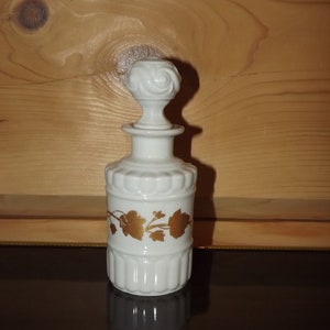 Français Bouteille de toilette en porcelaine de Paris - Bouteille de bain Feuilles d’or Décor - Français Bouteille en porcelaine avec couvercle en liège