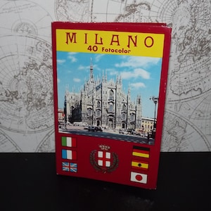 vintage Milan 40 Color Views Photos Album et carte - Milano Fotocolor - Touristic Italian Photos Album