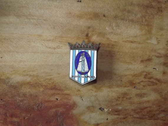 Vintage French Christian Brooch Pin - Notre Dame Des Aydes