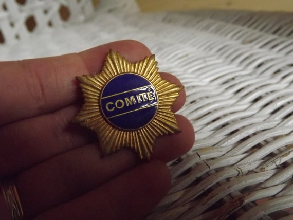 Vintage French Comité Brooch Pin - Blue Enamel Co… - image 5