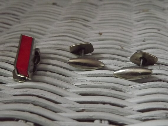 Vintage Cuff Links and Tie Clip - 80's Nice Lucky… - image 8