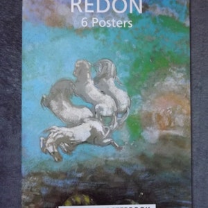 Vintage set van 6 posters Odilon Redon Franse schilder - kunstbeschrijvingsboekje gedrukt in Duitsland Taschen-posterboek