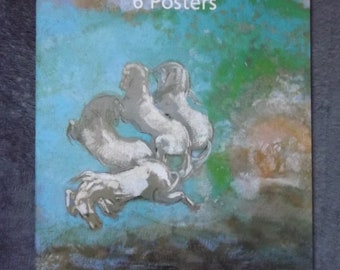 Vintage Set van 6 Posters Odilon Redon Franse Schilder - Art Description Boekje Gedrukt in Duitsland Taschen Posterbook