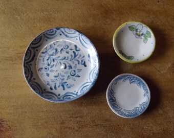 Set of 3 Vintage Miniatures Ceramic Plates - Diorama Plates - Doll House Vintage Plates