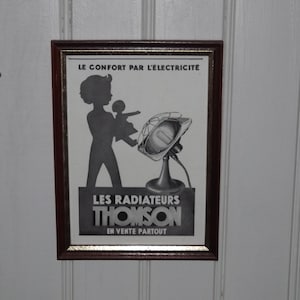 Französische Original Vintage Zeitungsanzeige gerahmt - Les Radiateurs Thomson Werbung von 1930 - Vintage Haushaltsgeräte Rahmenanzeige