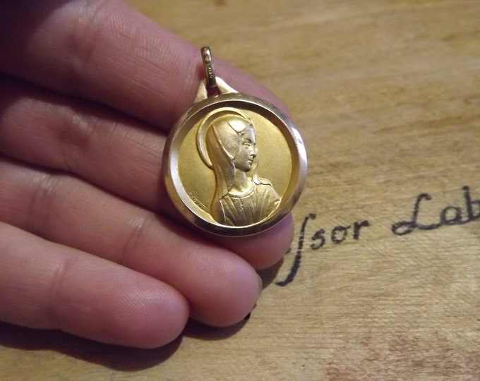 Vintage Oria Gold Plated Virgin Mary Medal - Signed Our Lady of Lourdes ...