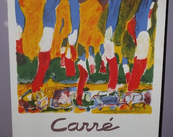 Cartel de exposición francesa vintage / Affiche Artista Pintor Carré - Affiche francés París 1979 - Pintura contemporánea Galerie Claude Hemery