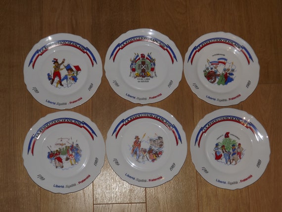 Lot de 6 Assiettes vintage Arcopal La Révolution Française - Français Revolution 1789-1989 Ensemble Plaques Anniversaire - France