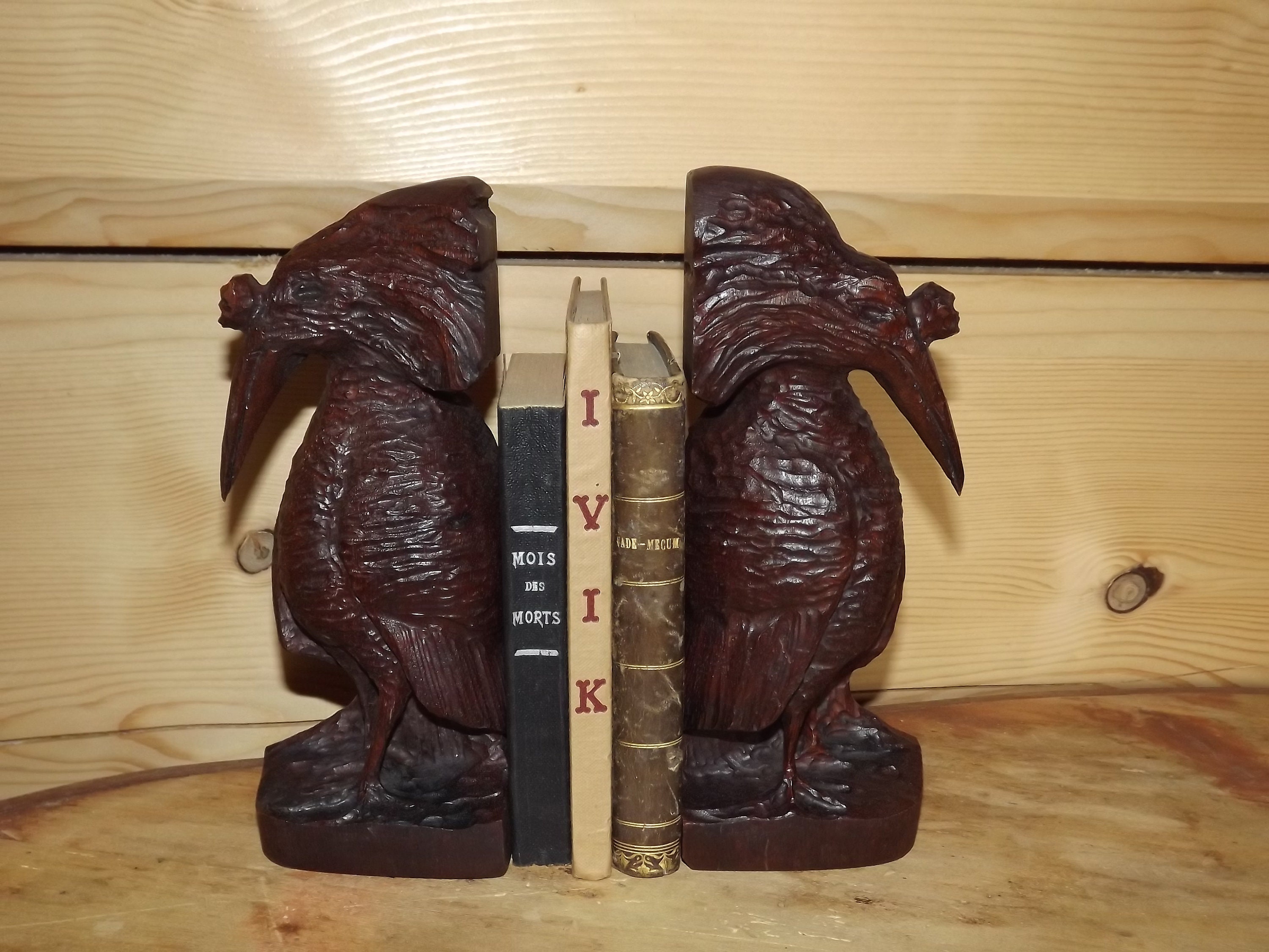 White and American Elm Bookends Carved in wood Handmade in Canada