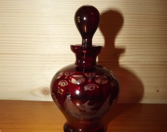 Beautiful Perfume Glass Bottle Burgundy Red and Transparent - Sweet Decor Bird Red Glass Fragrance Bottle with Stopper / Lid