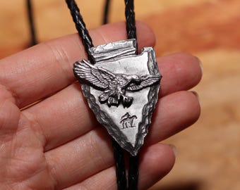 Vintage Bolo Tie Arrow Head Eagle 1988 Siskiyou Buckle Co Inc - Vintage Bolo Tie