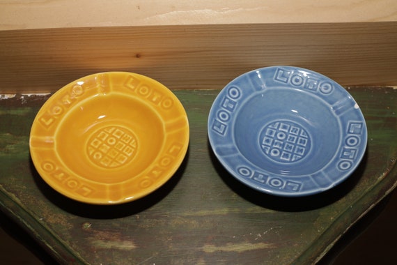 ヴィンテージ フランス製 Gien 陶器灰皿 2 個セット - Loto Ads 灰皿