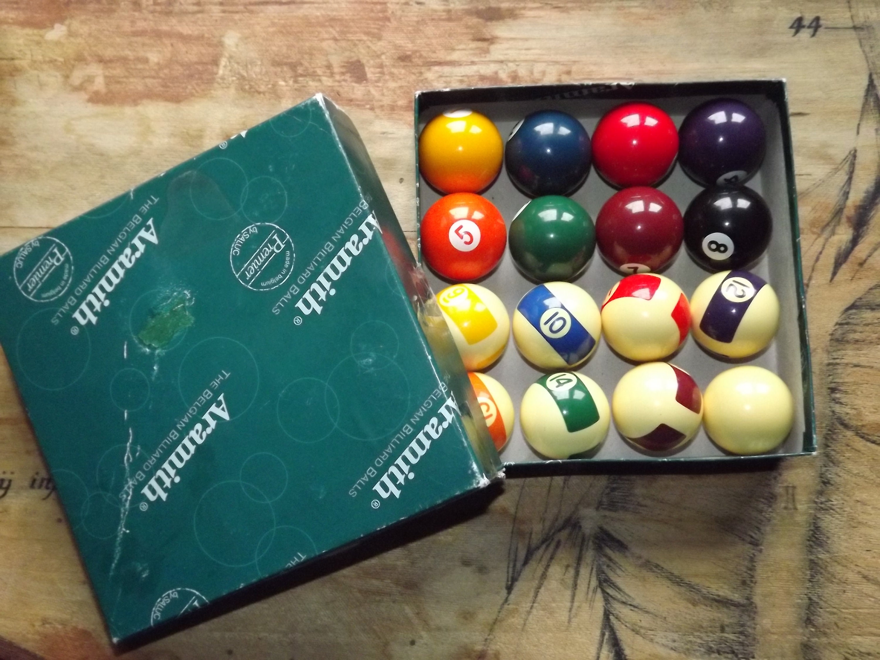 Vintage Aramith Pool Balls 8 Ball Billiards Game Set of 