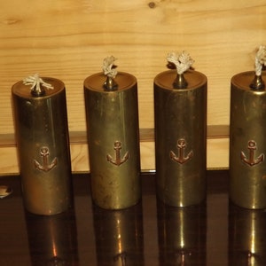Conjunto vintage de 4 velas de aceite de latón Decoración de ancla - Velas de lámpara de aceite - Velas de decoración marina - Decoración Steampunk