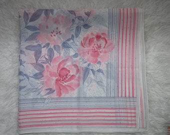 French Vintage Scarf Romantic Soft Pink Flowers - Wild Roses Scarf - French Accessory