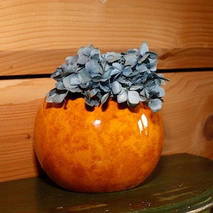 Vintage French Designer François Chatain Ceramic Vase - Orange Color Art Ceramic Flower Pot - Made in France Ceramic Vase